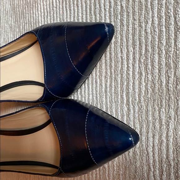 Alexandre Birman Textured Leather Two Tone Blue Black Python Pumps Heels 7.5 - Picture 4 of 15